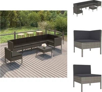 Produktbild von vidaXL 8-tlg. Garten-Lounge-Set mit Auflagen Poly Rattan Grau -  Gartenmöbel-Sets