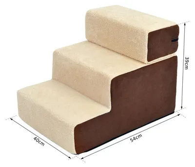 Obrázok produktu pre Schodisko pre domáce zvieratá – plyšové schodisko 2 v 1 | Farba: Béžová | Rozmery: 40 x 54 x 39 cm