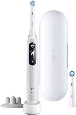 Productafbeelding van Oral-B iO 6S, voor volwassenen, trillende elektrische tandenborstel, dagelijkse verzorging, diepe reiniging, tandvleesverzorging, geschikt voor gevoelig tandvlees, blekende werking, kleur: grijs, wit, timer: 2 minuten, kleur: grijs, wit