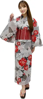 Produktbild von Silecomplaza Kimura Jitsugyo Women's Kyoto Traditional Easy Wearing Kawaii Yukata Robe(Japanese Casual Kimono) Full Set 4