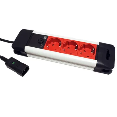 Obrázek produktu pro Bachmann 2m 3x Schuko H05VV-F 3G 1.0mm², 2 m, Plast, Černá, Červená, 3 AC zásuvky / AC zásuvek, 10 A, Černá