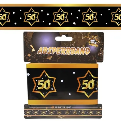 Produktbild von Absperrband Geburtstag 50 schwarz-gold
