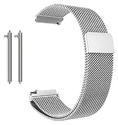 Image de Bracelet de montre, argent, tissu métallique, universel, compatible avec Samsung et Huawei, 22 mm