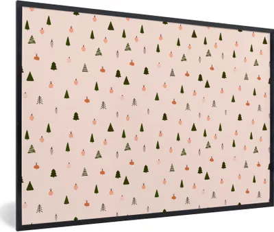 Produktbild von MuchoWow® Gerahmtes Poster Weihnachtsbäume - Weihnachtskugeln - Pastell 90x60 cm - Poster mit Schwarzem Bilderrahmen Wandposter Rahmen Foto Bilder - Fotorahmen - Foto-Plakat