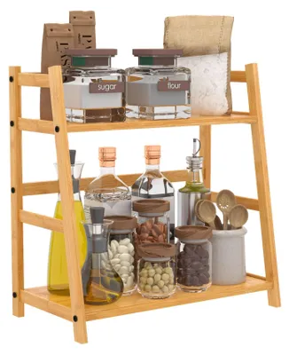 Produktbild von Freistehendes Gewürzregal aus Bambus, 40x40x21 cm, Küchenorganizer für die Arbeitsplatte.