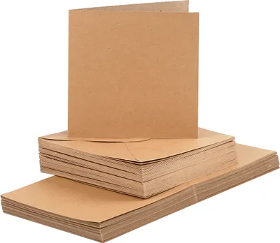 Produktbild von Creativ Company Karten und Umschläge Kraft 15x15cm 50 Sets Bastelpapier
