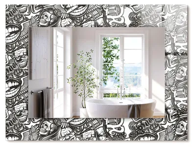 Produktbild von Schwarze und weiße Muster – Rechteckiger Spiegel mit Druck 80x60 cm – Modern - Dekorativ für die Wand