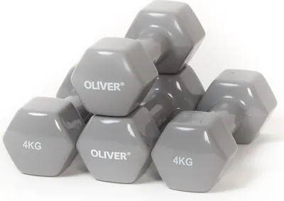Zdjęcie produktu dla 4x Hantla winylowa Oliver 4,0 kg każda - szara