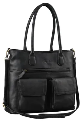 Produktbild von Benthill Damen Shopper Leder - Handtasche mit Reißverschluss - Vintage Ledertasche / Umhängetasche - Schultertasche Schulterbeutel - Echtleder Beutel