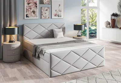Obrázek produktu pro Postel s matrací a roštem HALKA - 160x200, světle šedá 1 + topper