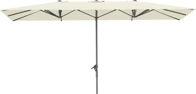 Produktbild von Doppelsonnenschirm mit Kurbel 451 x 264 cm, UV Schutz 50+ Sonnenschirm, windfest Gartenschirm Balkonschirm Aluminium Marktschirm Sonnenschutz fš¹r Balkon Terrasse Garten Cremewei?