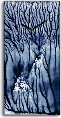 Produktbild von Dekor Leinwand Uhr Wandbilder Kunstdruck 30x60 Abstraktes Aquarell Malerei Bäume - schwarze Hände