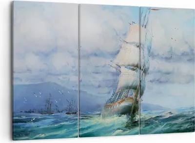 Produktbild von Bild auf Leinwand - Leinwandbild - Meer Segelschiff - 105x70cm - Wand Bild - Wanddeko - Wandbilder - Leinwanddruck - Bilder - Kunstdruck - Wanddekoration - Leinwand bilder - Wandkunst - CE105x70-3782
