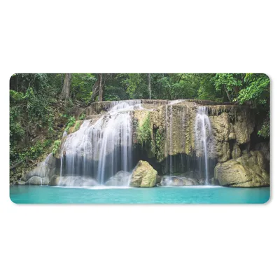 Produktbild von MuchoWow® Schreibtischunterlage Wasser - Wasserfall - Bäume 80x40 cm - XXL Mauspad - Gaming Mauspad