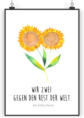 Produktbild von Mr. & Mrs. Panda Bild Blume Sonnenblume DIN A3 - Weiß - Geschenk, Garten, Wandbild, Posterdruck, wanddeko, Kunstdruck, Vertrauen, Beste Freundin, Lieblingsmensch, drucke