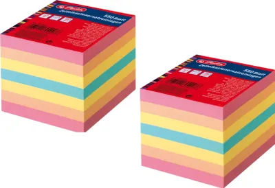 Produktbild von 2x Herlitz Zettelbox Nachfüller / mit je 550 Blatt farbige Notizblätter