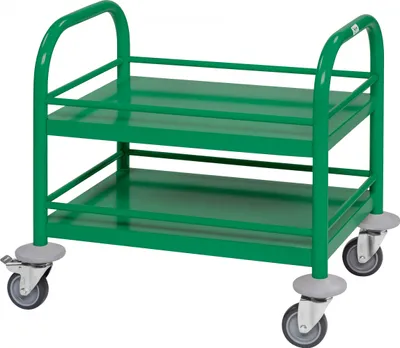 Produktbild von Kongamek Mini-Servierwagen 530x375x550mm 2 Etagen pulverbeschichtet in Grün mit Bremse