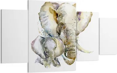 Produktbild von Bild auf Leinwand - Leinwandbild - Elefanten tier safari afrika - 160x90cm - Wand Bild - Wanddeko - Leinwanddruck - Bilder - Kunstdruck - Wanddekoration - Leinwand bilder - Wandkunst - DL160x90-2884
