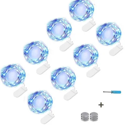 LED-Lichterkette 8er Set, 3m, 30 LEDs, Blau, Batterie