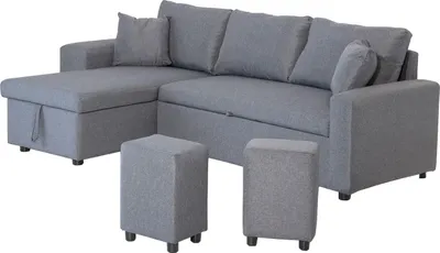 Produktbild von Ausziehbares Ecksofa TONY 3-Sitzer grau meliert