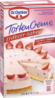 Produktbild von Dr. Oetker Tortencreme Erdbeer Sahne mit Edbeerstückchen 70g