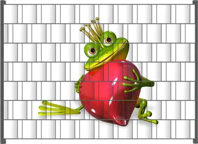 Produktbild von Wallario Zaunsichtschutz mit Motiv Verliebter Froschkönig mit großem Herz für Ein- und Doppelstabmatten Zäune in der Größe 200 x 140 cm