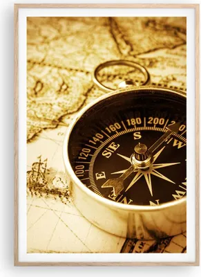 Produktbild von Gerahmtes Poster - Rahmen in heller Eiche - Kompass alt reisen Reise - 70x100 cm - Wand Bild - Wanddeko - Wandbilder - Wandposter - Bilderrahmen - Bilder - Kunstdruck - Wandbild - P2NPA70x100-2103