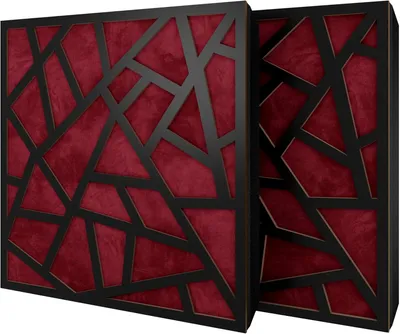 Productafbeelding van Set van 6 akoestische wandpanelen SKYROSS, 50x50x5 cm, zwart/bordeaux