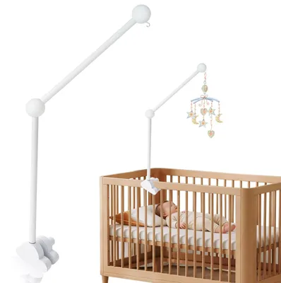 Imagen del producto de Soporte para móviles para bebés, giratorio 360°, base con forma de nube, de madera, para cuna y cambiador