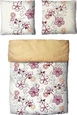 Produktbild von Baumwolle Satin Wendebettwäsche Blumen Weiß Orange 155x220 80x80cm: 2 tlg.