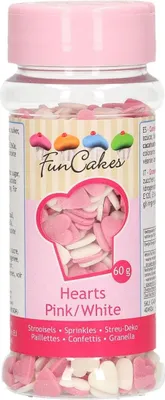 Obrázek produktu pro Cukrová srdíčka bílo růžová 60g
