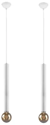 Zdjęcie produktu dla 2 lampy wiszące, regulacja wysokości, metal, biały, wysokość 150 cm