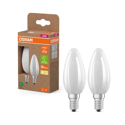 Produktbild von 2er Pack OSRAM LED Lampe CLASSIC B höchste 2.2W 827 Frosted E14 Warmweiss 4099854253805