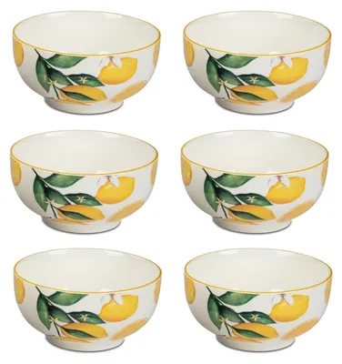 Produktbild von 6er Set Müslischalen Fresh Lemon Zitronen D. 14cm weiß gelb Formano S25