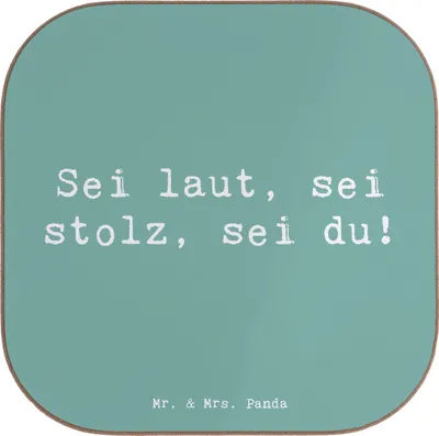 Produktbild von Mr. & Mrs. Panda Tassenuntersetzer Spruch Sei du Mutig - Meeresbrise - Geschenk, Mutmacher, Untersetzer Glas, Überzeugungen zeigen, gläseruntersetzer, Stolz, Trost