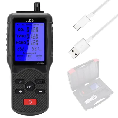 Obrázok produktu pre Merač kvality vzduchu s detektorom CO2 a TVOC, vybavený LCD displejom