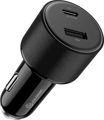 Produktbild von Alogic Rapid Power 100W USB-C PD 2-in-1 Fast Car Charger Black