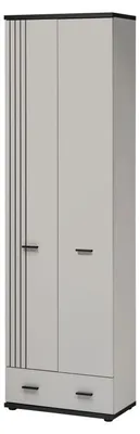 Image de Armoire d'entrée Hugo - Bois MDF cachemire et noir - 60 x 203 x 32 cm