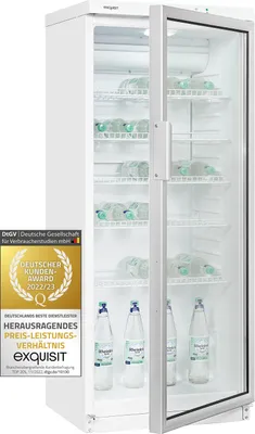 Produktbild von Exquisit GKS290-GT-280E, Getränkekühler, Freistehend, Transparent, Weiß, Rechts, Glas, CE