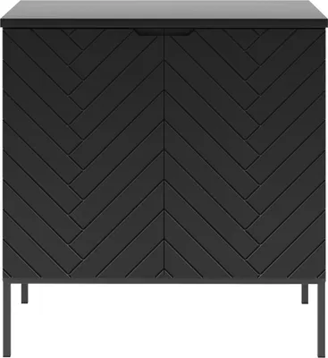 Produktbild von Waschbeckenunterschrank 80 cm breit in schwarz matt mit gefrästen Fronten ANGERA-140