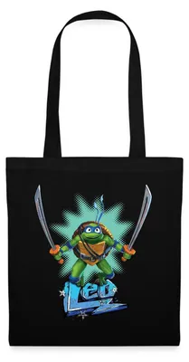 Produktbild von Spreadshirt TMNT Mutant Mayhem Turtle Leo Stoffbeutel, One size, Schwarz