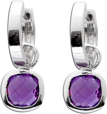 Produktbild von Amethyst Ohrhänger Creolen Silber 925 lila Natur Edelsteine