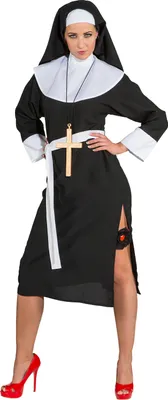 Produktbild von O1072-34-36 schwarz-weiß Damen Nonnen Kostüm Ordensfrau Kleid Gr.34-36