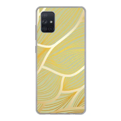 Produktbild von MuchoWow® Handyhülle Schutzhülle Hülle für Samsung Galaxy A71 Goldene Wellen auf grünem Hintergrund Silikon Softcase Handy Hülle - Kartenbesitzer