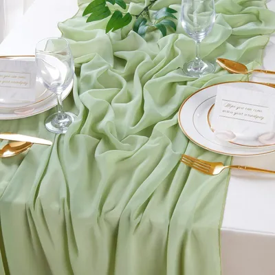 Productafbeelding van Omgoods - Groene Tafelloper Set van 2 Stuks voor Feestelijke Decoratie