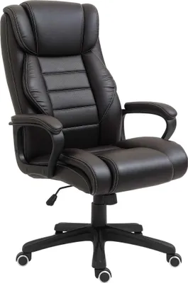 Produktbild von Bürostuhl mit Massagefunktion, höhenverstellbarer Chefsessel, ergonomischer Drehstuhl, 6 Vibrationspunkte, Braun