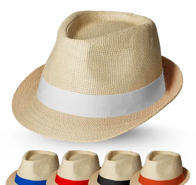 Zdjęcie produktu dla Kapelusz letni "Salvador" uniseks - kapelusz przeciwsłoneczny damski i męski w stylu trilby, z eleganckim paskiem zapinanym na rzep - beżowy/biały