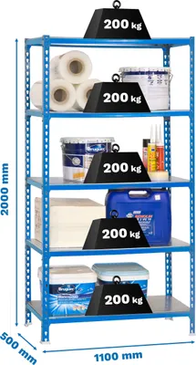 Obrázok produktu pre Simonrack Simonclick Superplus 5/500, 5 police/políc, Oceľ, Kov, Modrá, Nerezová oceľ, 180 kg, 9 min