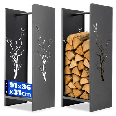 Immagine prodotto di Porta legna in acciaio KADAX "Mantua", porta legna, verniciato a polvere 90 cm, nero