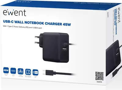 Zdjęcie produktu dla Ewent EW3979, Wewnętrzna, Prąd przemienny, 20 V, 1,5 m, Czarny